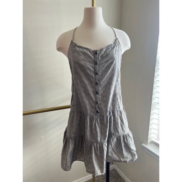 Current Elliott Florence Grey babydoll Mini Dress Eyelet Size 2 Grunge Neutral‎ - Picture 2 of 11